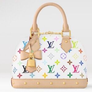 White Multicolor Satchel with Leather Trim